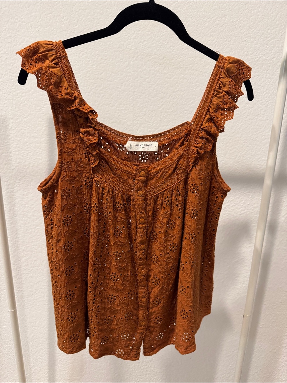 Lucky Brand Rust Eyelet Button-Front Camisole